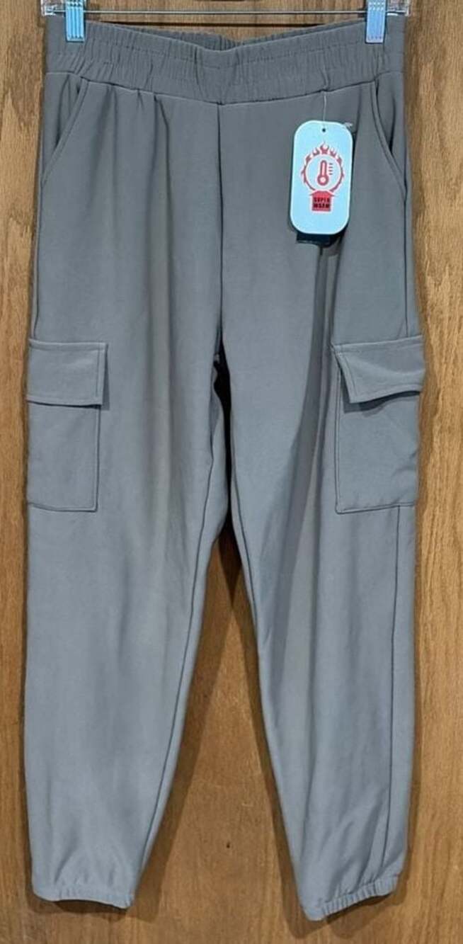 La Muse Thermal Lined Cargo Jogger Pants Women's Size L Beige Super Warm